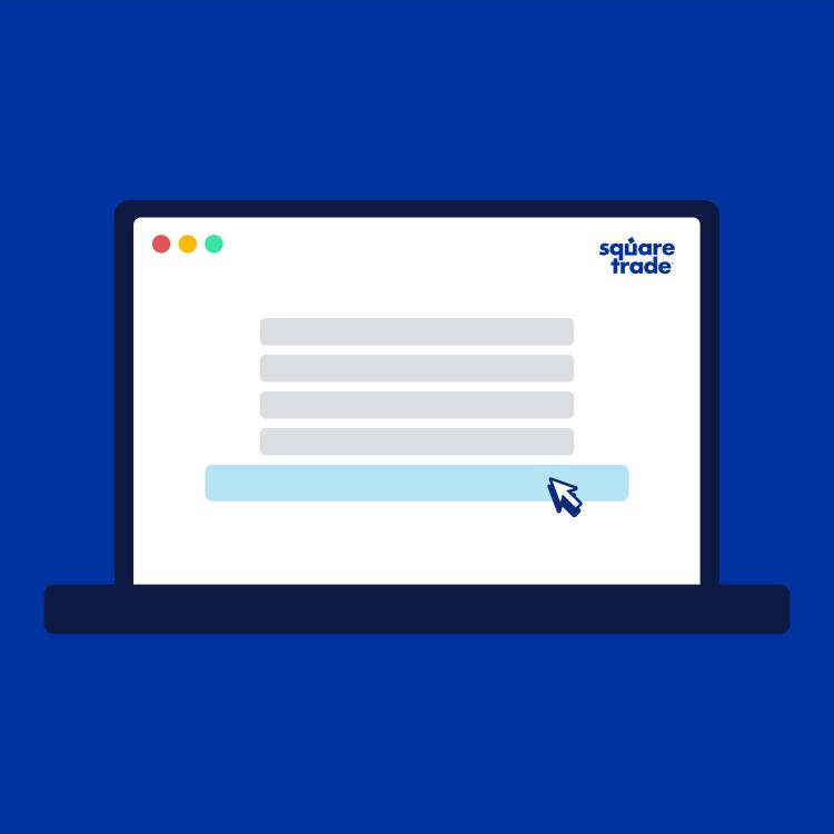 Laptop, auf dem die SquareTrade-Support-Center-Webseite zu sehen ist